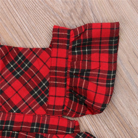 Plaid Tartan Christmas Girl Outfit Clothes Christmas Girl Dress Romper - Picture 11 of 15